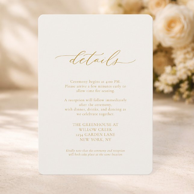 Ivory Wedding Details Card with Calligraphy (Creator Uploaded)