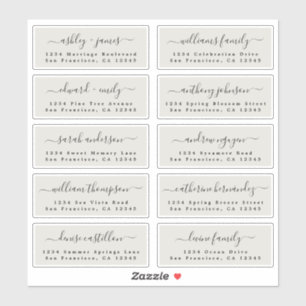 Ivory Wedding Guest Address Labels