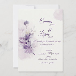 Ivory Wedding Invitation | Mauve Floral Design