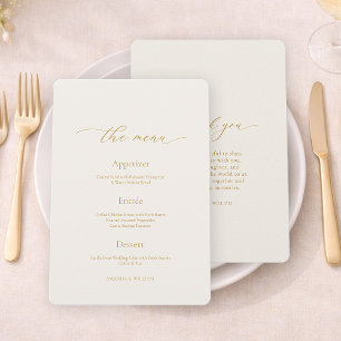 Ivory Wedding Menu with Elegant Calligraphy Invitation