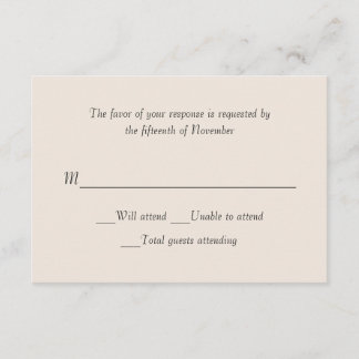 Ivory Wedding Response Card