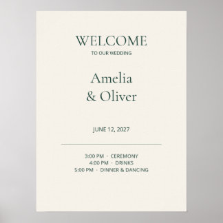 Ivory Wedding Welcome Sign with Timeline
