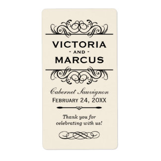 Ivory Wedding Wine Bottle Monogram Favour Labels