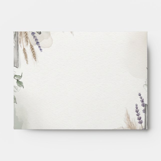 Ivory Wheat Wildflower Wedding Envelope (Front)