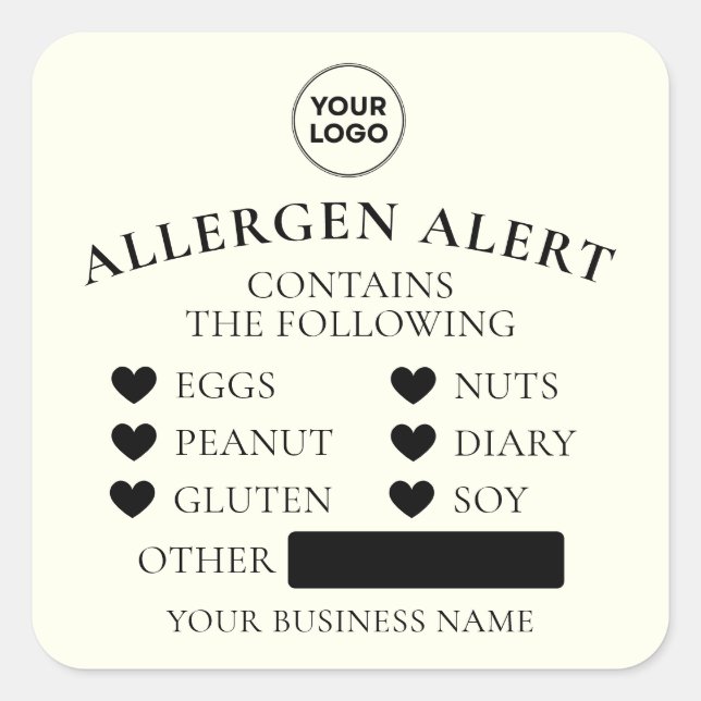 Ivory White Allergy Alert Bakery Cake Food Sticker (Front)