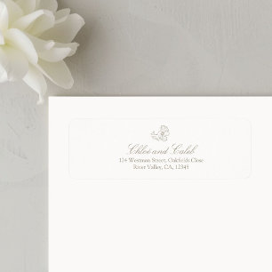 Ivory White Botanical Return address label