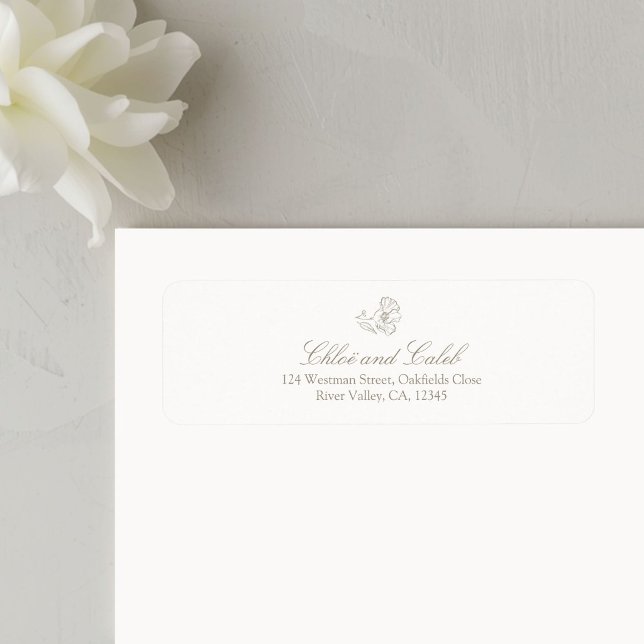 Ivory White | Botanical Return address label (Creator Uploaded)