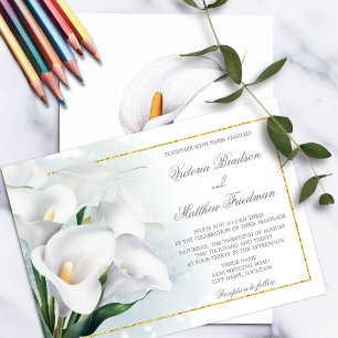 Ivory White Calla Lily Wedding Invitation