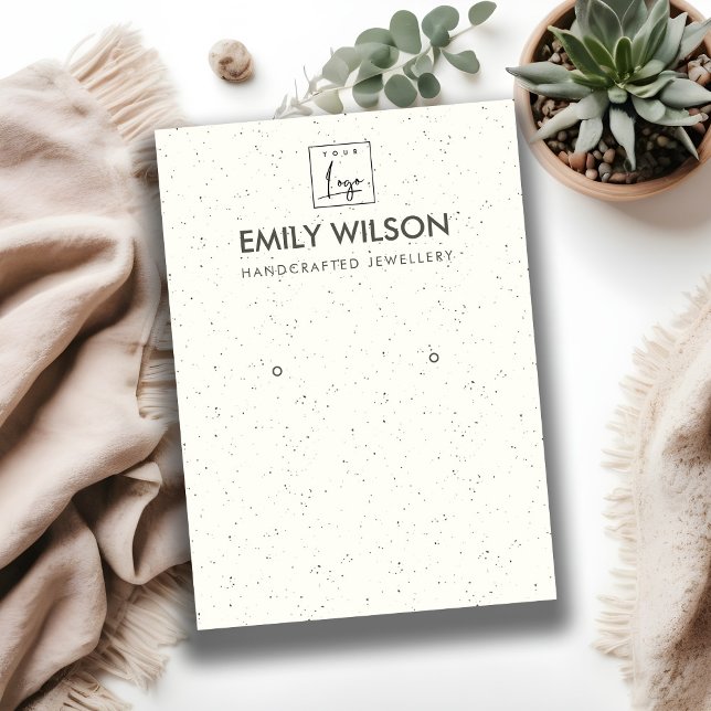 IVORY WHITE CERAMIC TEXTURE EARRING DISPLAY LOGO BUSINESS CARD (Creator Uploaded)