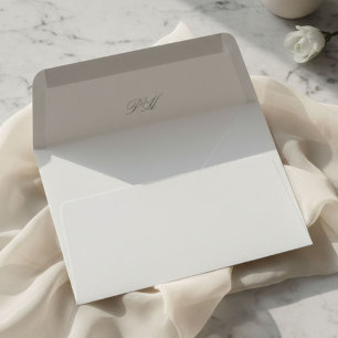 Ivory White Chic Minimalist Calligraphy Wedding Envelope