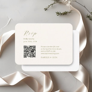ivory & White   Chic Simple Scrpt QR Code Wedding Enclosure Card