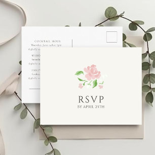 Ivory & White   Chic Wedding RSVP Response  Postcard