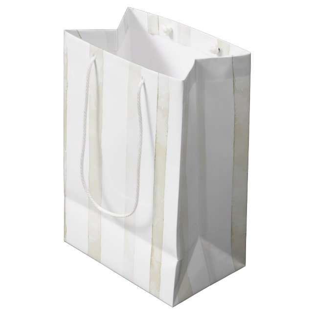 Ivory White Cream Wedding Medium Gift Bag (Front Angled)