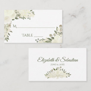 Ivory White Floral Elegant Wedding Escort Card