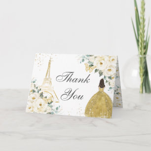 Ivory White Floral Quinceañera Birthday Princess Thank You Card