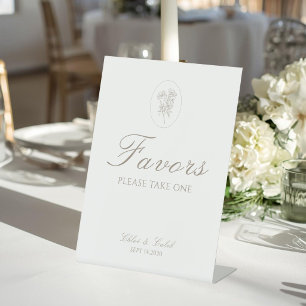 Ivory White   Floral Wedding Favour Table Top  Pedestal Sign