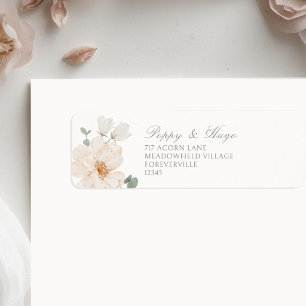 Ivory White Floral Wedding Return Address