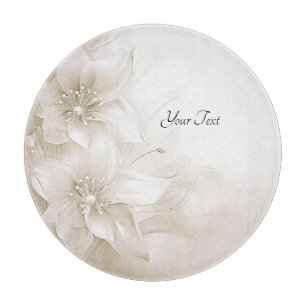 Ivory White Flowers Cutting Board