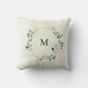 ivory white flowers greenery cushion