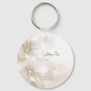 Ivory White Flowers Keychain