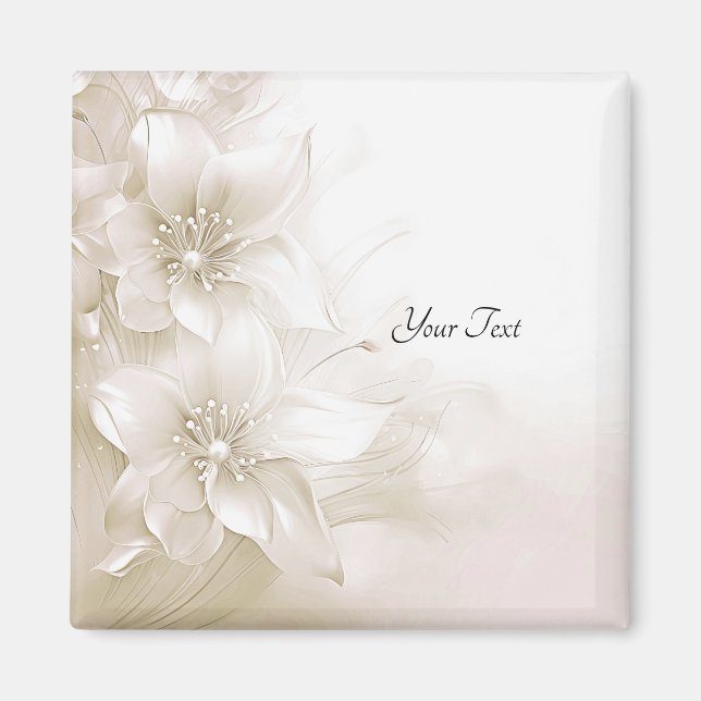 Ivory White Flowers Magnet (Front)