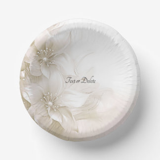 Ivory White Flowers Paper Plate
