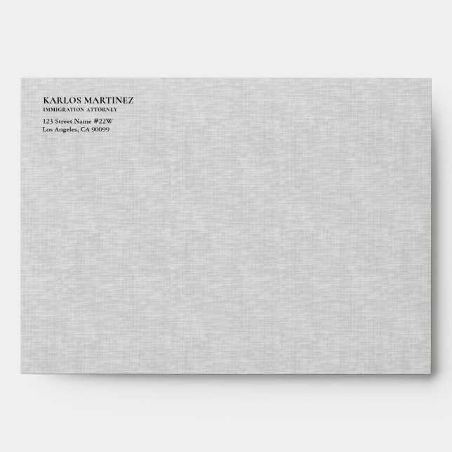 Ivory White Linen Immigration Attorney Envelope (Front)