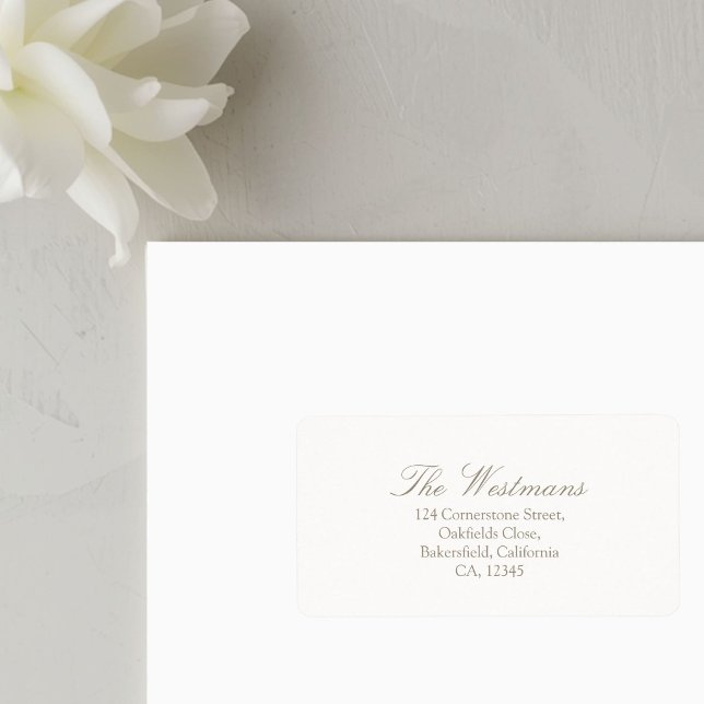 Ivory White | Minimalist Calligraphy Wedding  Labe Label (Creator Uploaded)