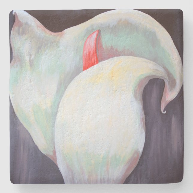 Ivory White Orchid With Lilac Lemon Hues Stone Coaster (Front)