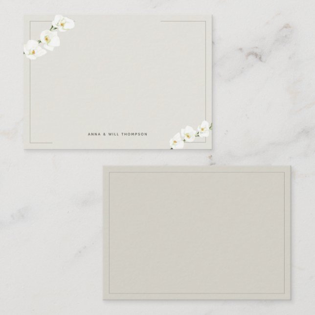 Ivory White Orchids Simple Elegant Wedding Couple Card (Front/Back)