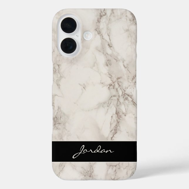 Ivory White Polished Marble Stone with Name Case-Mate iPhone Case (Back)