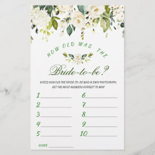 Ivory White Roses Bridal Shower Game