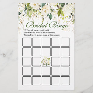 Ivory White Roses Double-Sided Bridal Shower Game