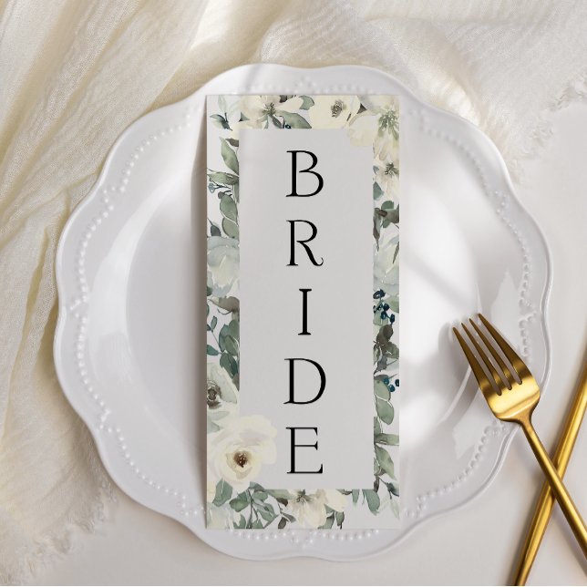 Ivory White Roses Floral Reserved Seating Menu (Creator Uploaded)