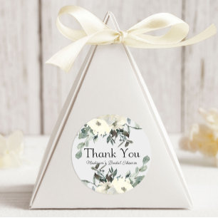 Ivory White Roses Floral Wedding Classic Round Sticker