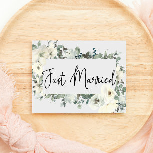 Ivory White Roses Floral Wedding Just Married