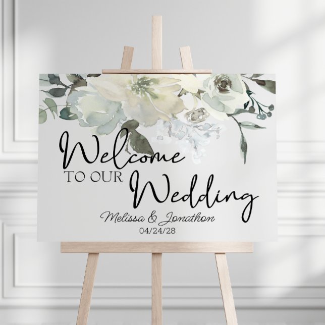 Ivory White Roses Floral Wedding Poster (Creator Uploaded)