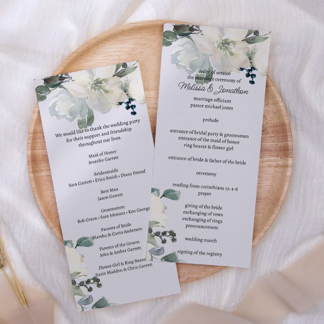 Ivory White Roses Floral Wedding Program Programme (Creator Uploaded)