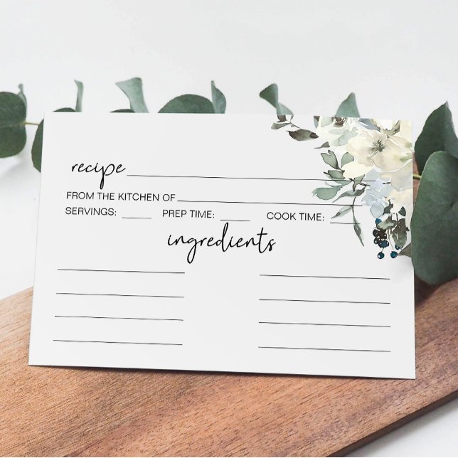 Ivory White Roses Floral Wedding Recipe Card (Creator Uploaded)