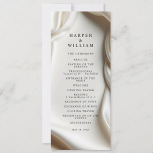 Ivory white Satin Elegance Wedding Program Invitation