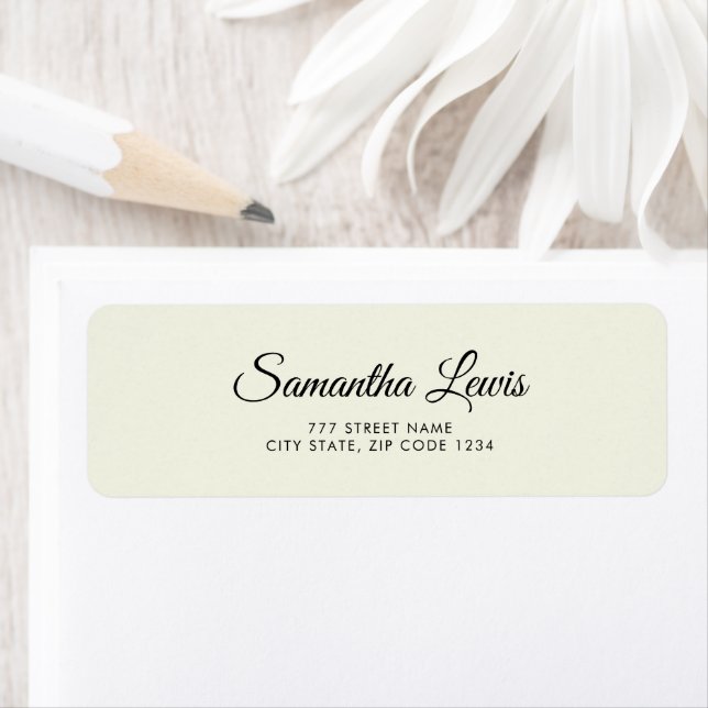 Ivory White Simple Elegant Script Return Address (Insitu)
