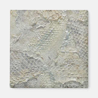 Ivory White Snake Skin Refrigerator Magnet Square