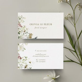 Ivory & White | Stylish Minimal Botanical  Business Card