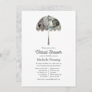 Ivory White Vintage Parasol Virtual Shower Invitation