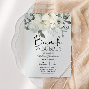 Ivory White Watercolor Floral Bridal Shower Brunch