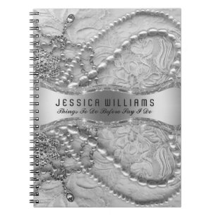 Ivory White Wedding Vintage Lace & Purls Notebook