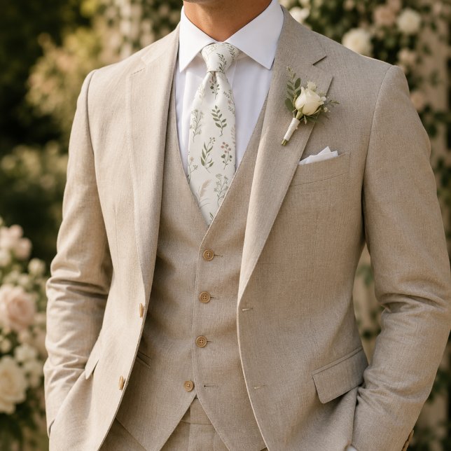 Ivory Wildflower Botanical  Tie (Creator Uploaded)