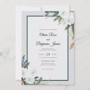 Ivory Wildflower Sage Wedding Invitation