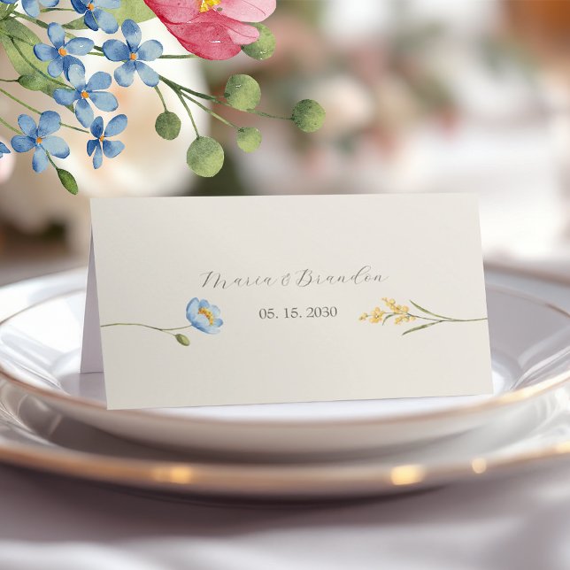 Ivory Wildflower Wedding Place Card (Creator Uploaded)