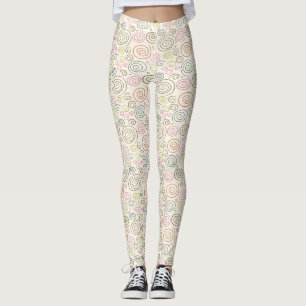 Ivory with Coloured Circle Pattern Leggings